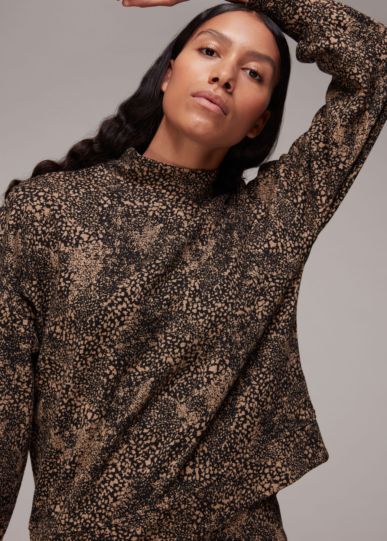 Animal Jacquard High Neck Top