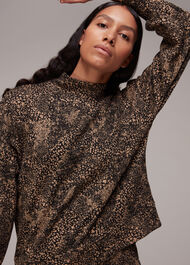Animal Jacquard High Neck Top
