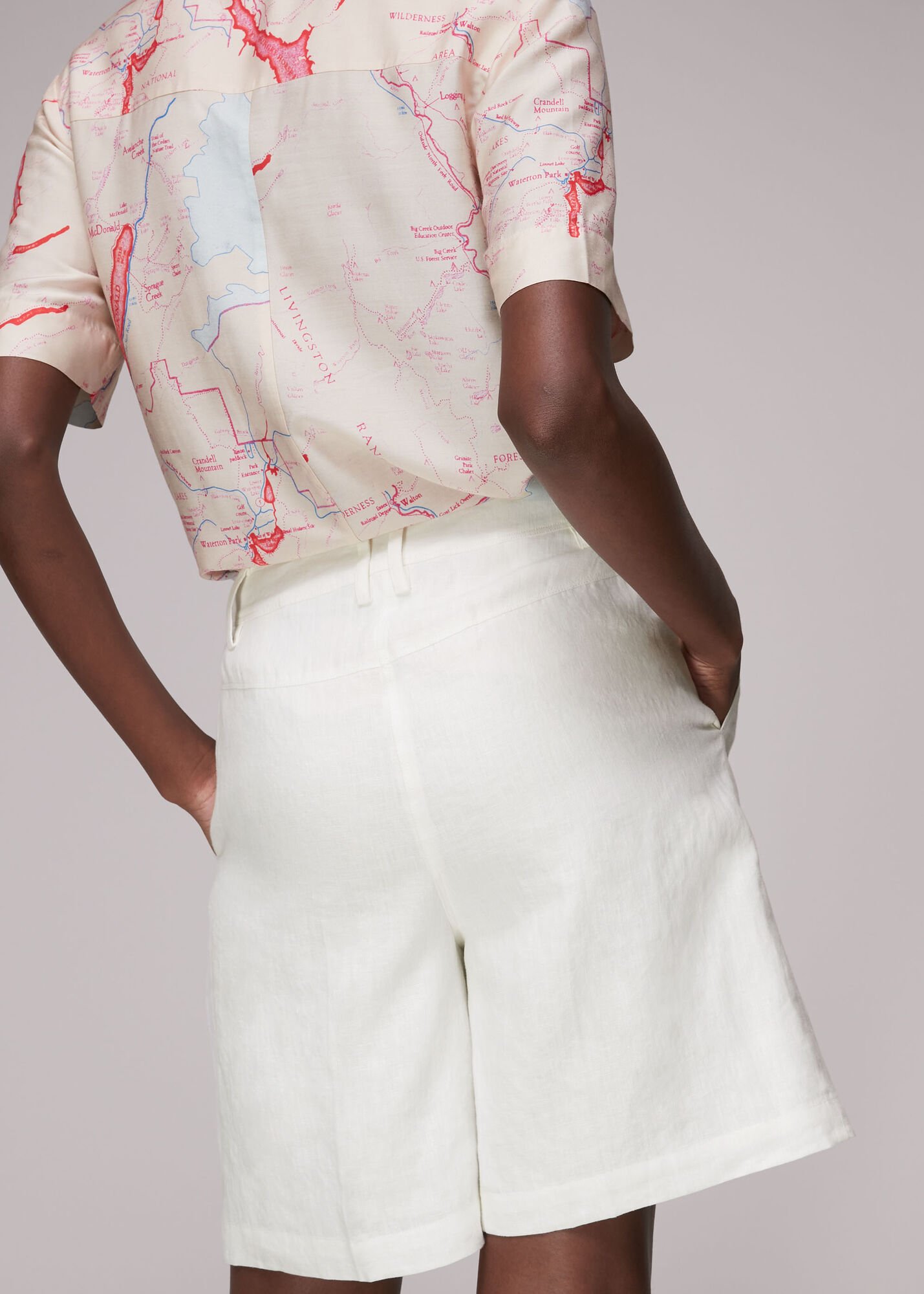 White Tailored Linen Bermuda Shorts WHISTLES
