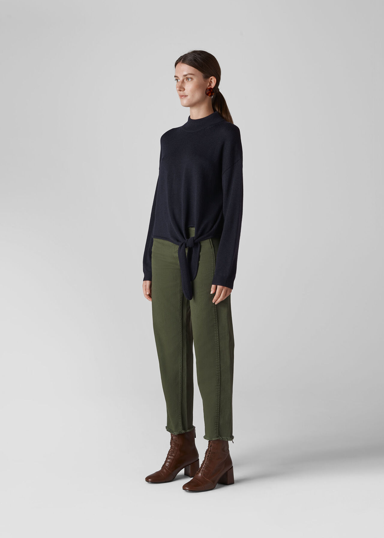 Merino Tie Side Sweater Navy