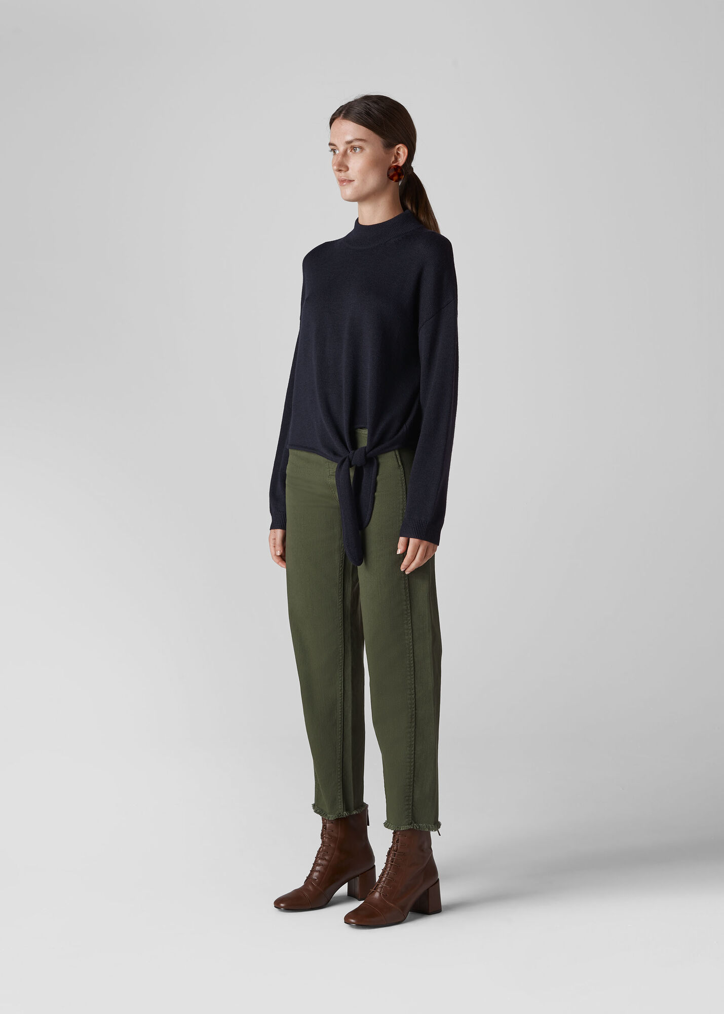 Whistles Women Merino Tie Side Sweater - Navy - Xs