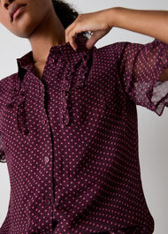 Polka Dot Sheer Sleeve Shirt