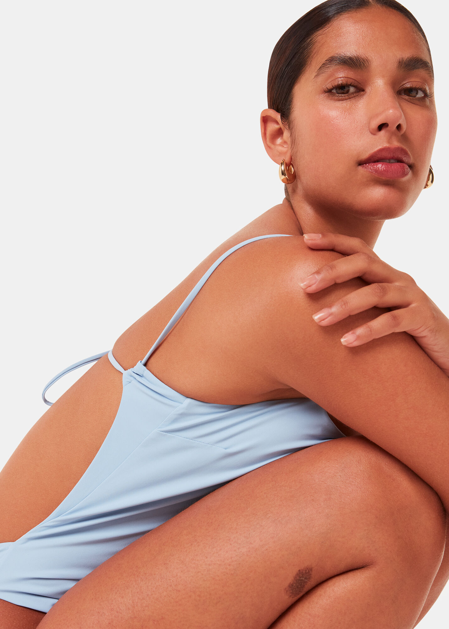 Pale blue swimming costume best sale