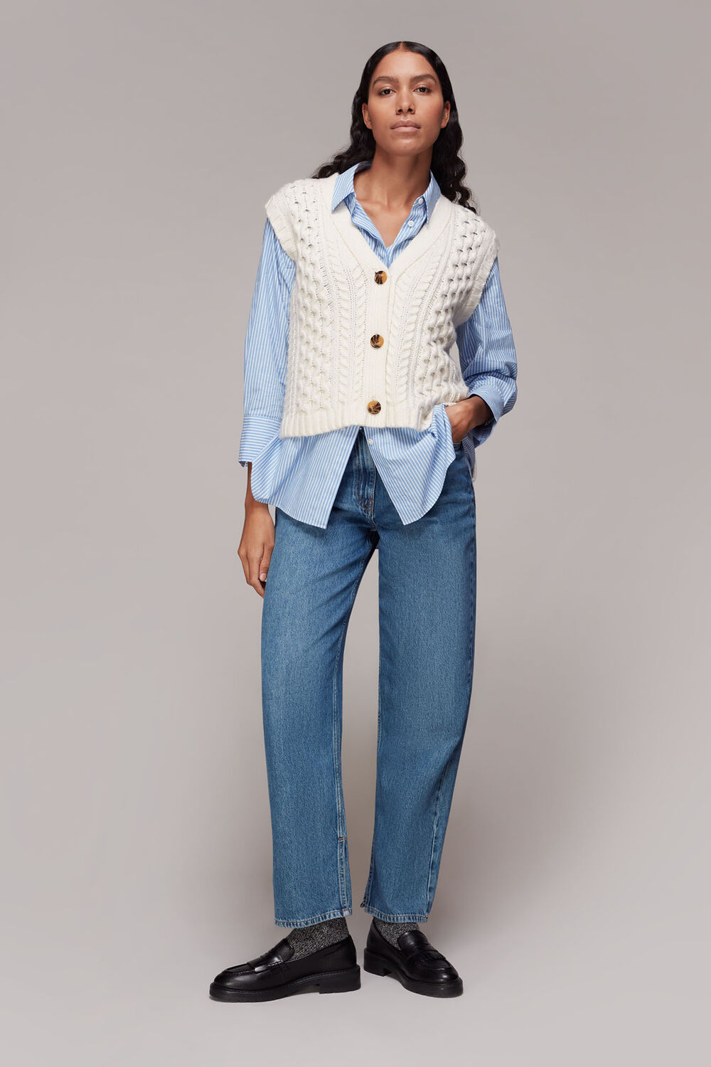 Cable Button Through Waistcoat