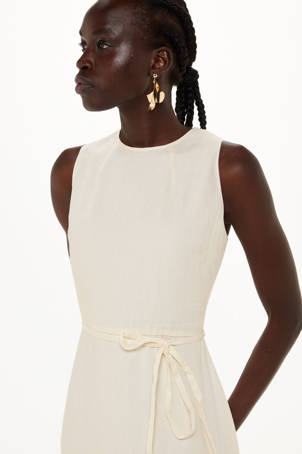 Linen Blend Cut Out Back Dress