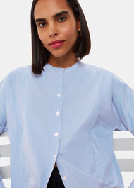 Stripe Grandad Collar Shirt