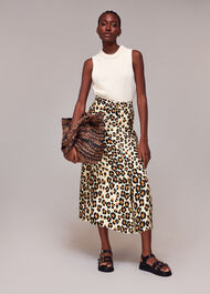 Painted Leopard Button Skirt