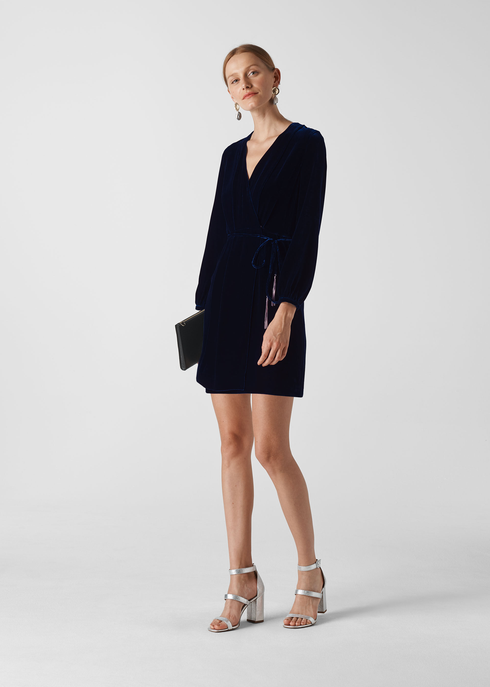 Whistles blue velvet dress best sale