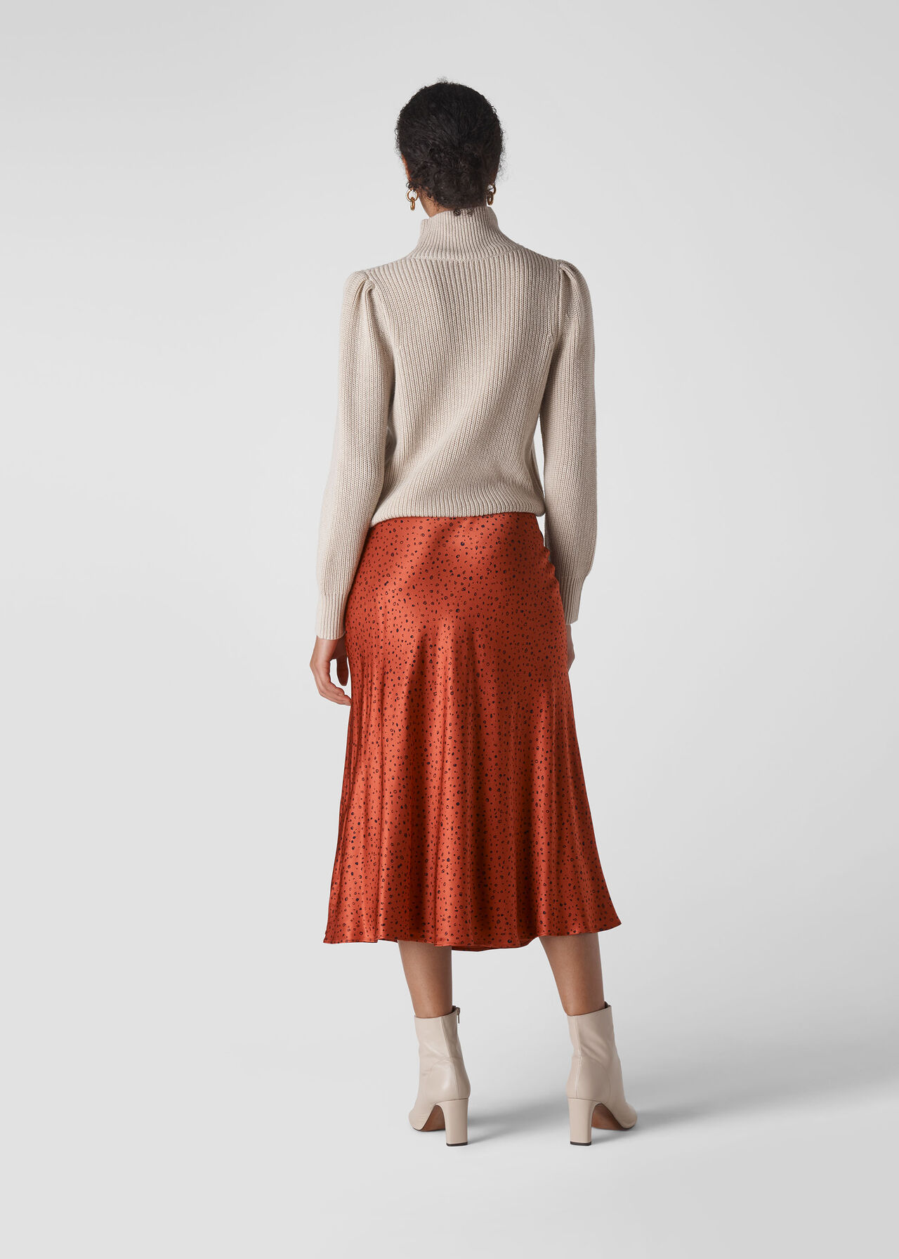 Sketched Dot Satin Skirt