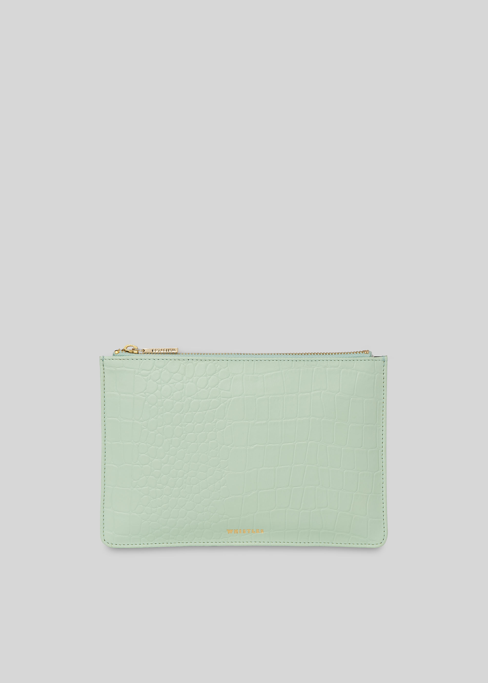 Pale Green Matte Croc Small Clutch