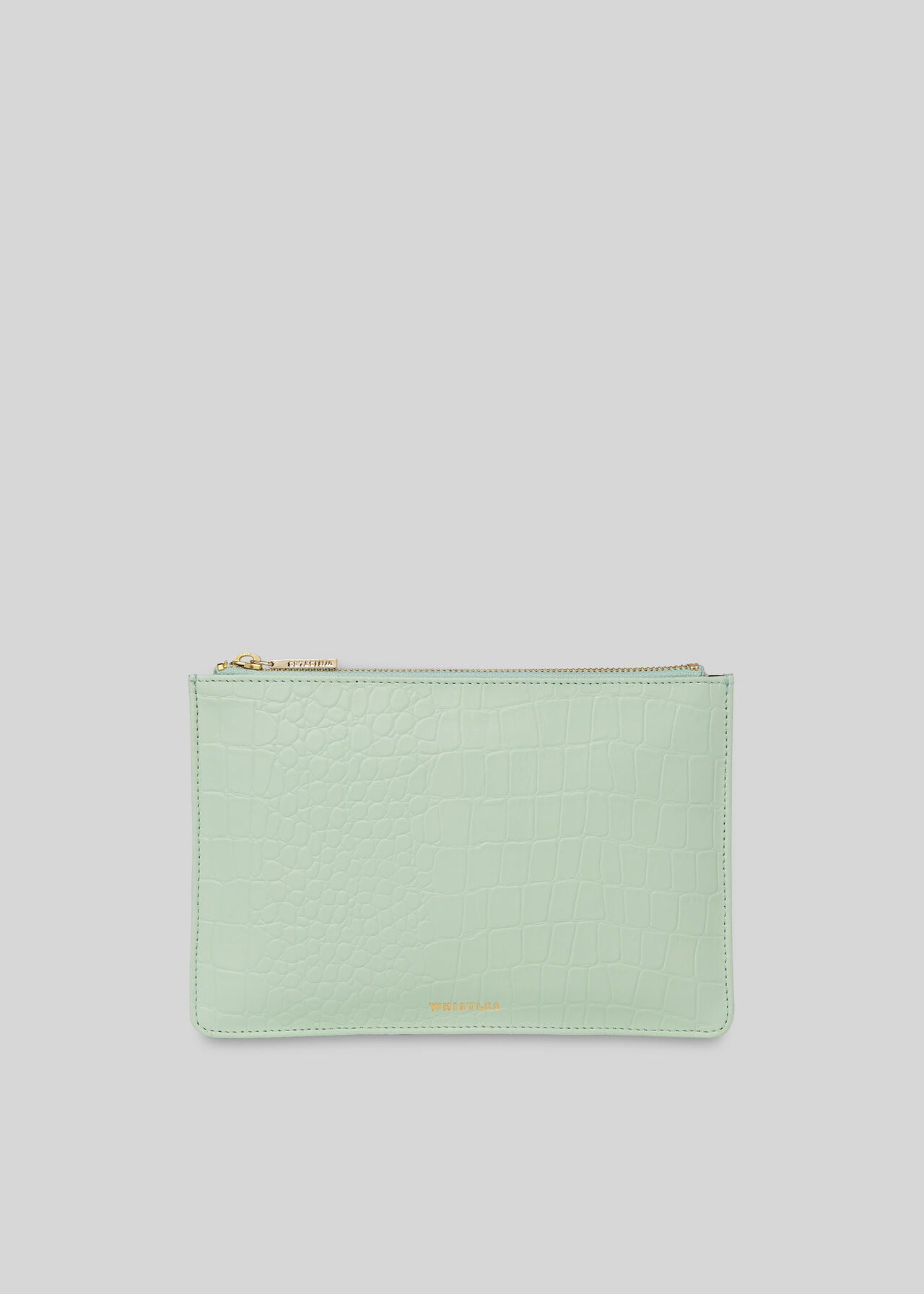 Matte Croc Small Clutch Pale Green