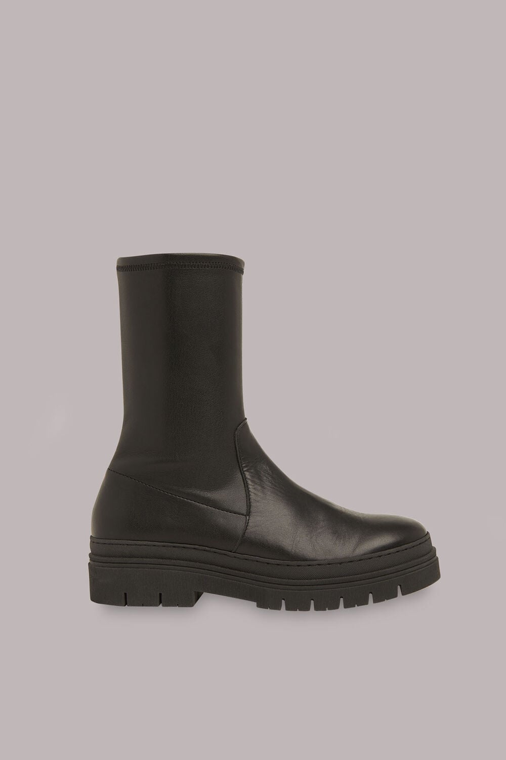 Black Knole Sock Chunky Chelsea Boot