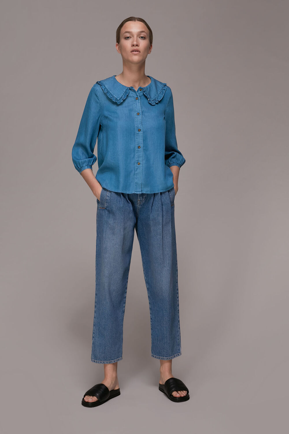 Collar Detail Denim Shirt