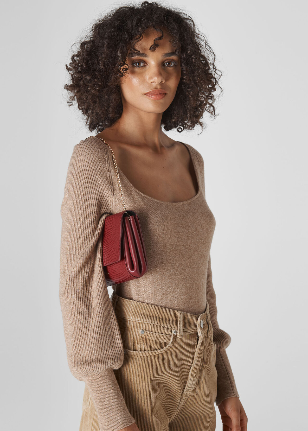 Eleni Lizard Crossbody Bag Burgundy