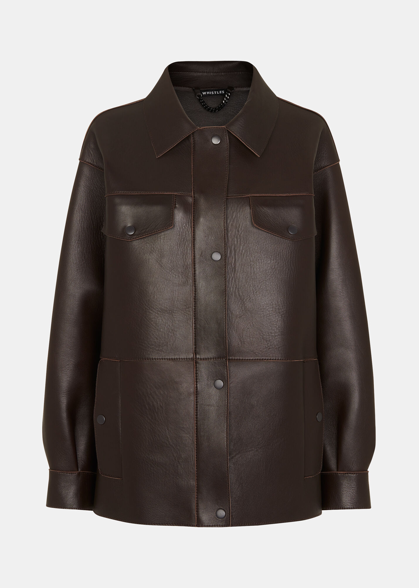 Whistles clean hotsell collarless leather jacket
