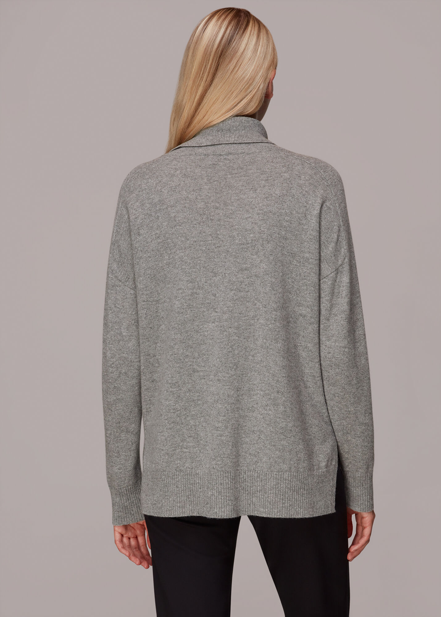 Shop the Grey Cashmere Roll Neck Jumper at Whistles