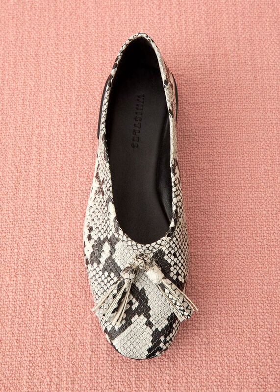 Grey Cilou Tassel Snake Ballet Pump