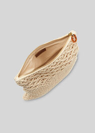 Macrame Resin Zip Clutch Cream