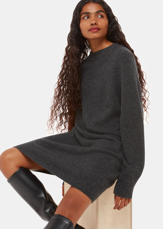 Grey Petite Ava Round Neck Sweater Dress