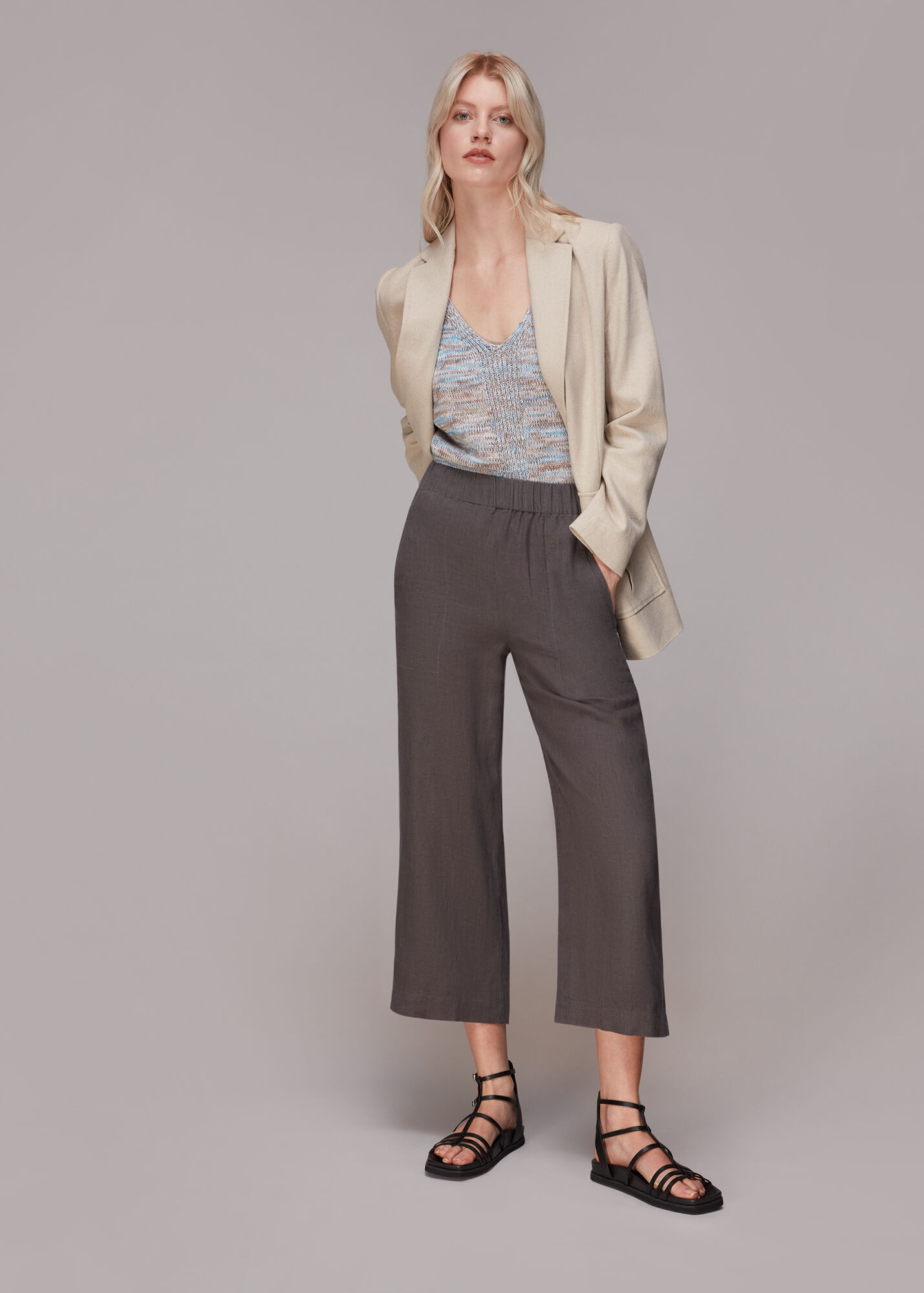 Black linen trousers womens clearance