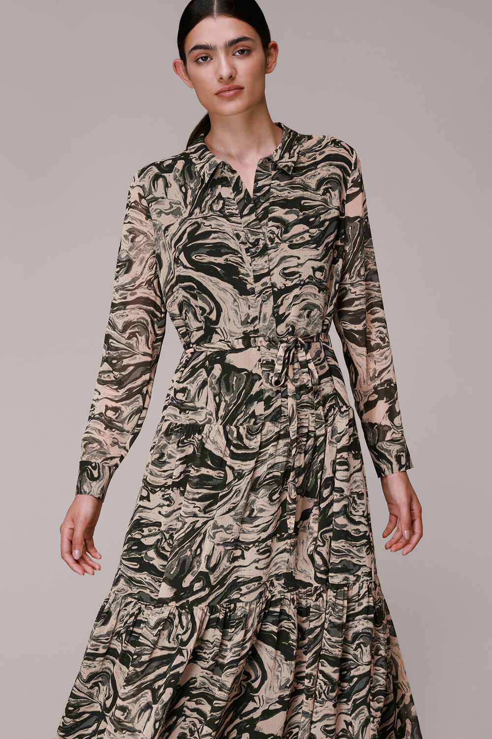 Marble Print Shirt Dress