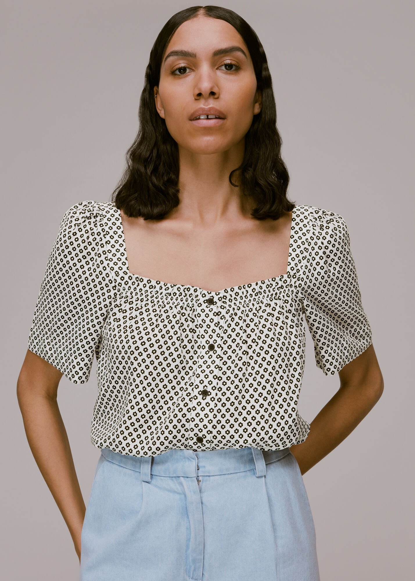 Square neck blouses top