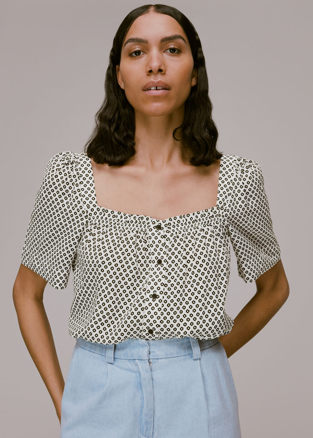 Tia Square Neck Daisy Blouse