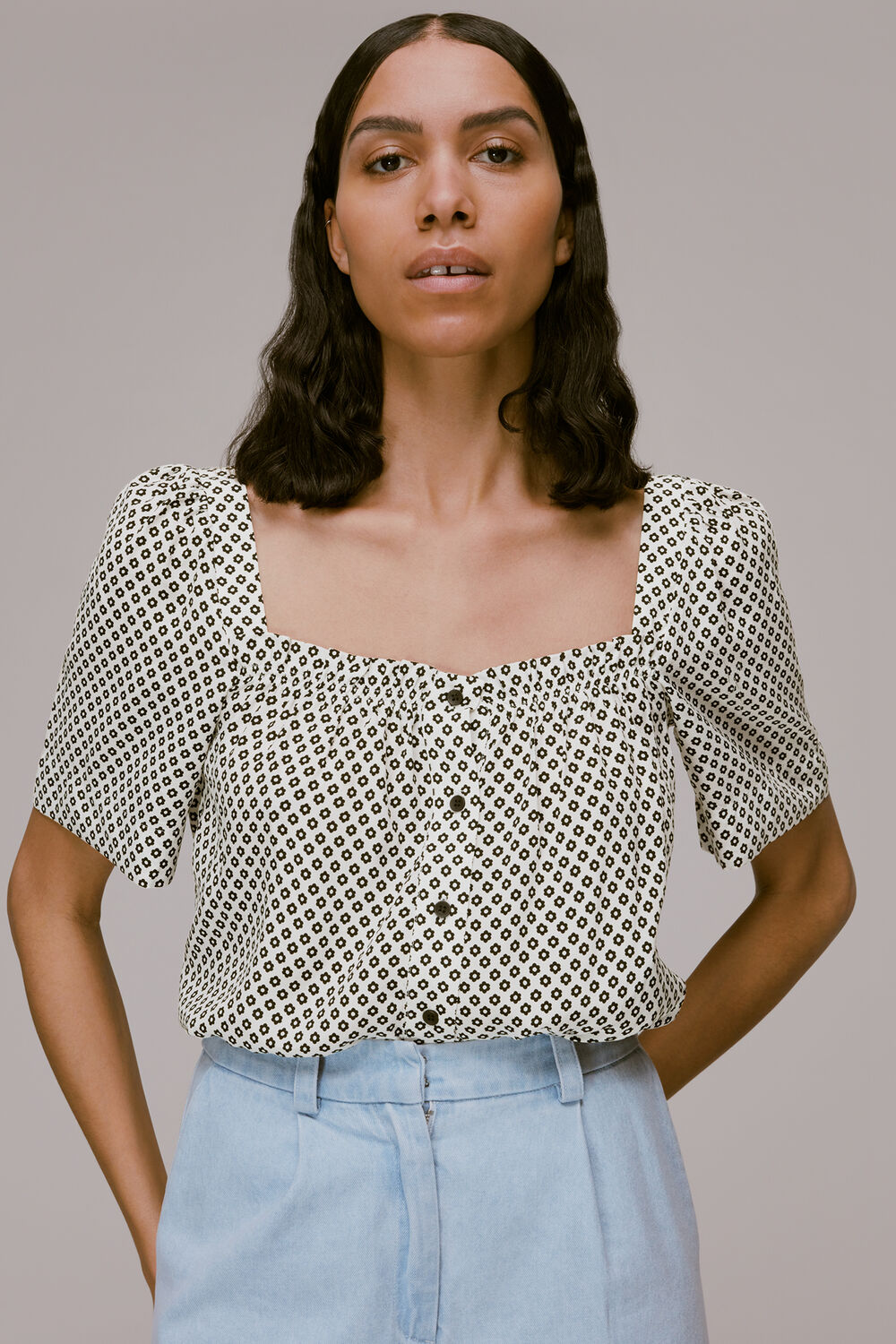 Tia Square Neck Daisy Blouse