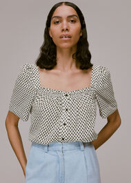 Tia Square Neck Daisy Blouse