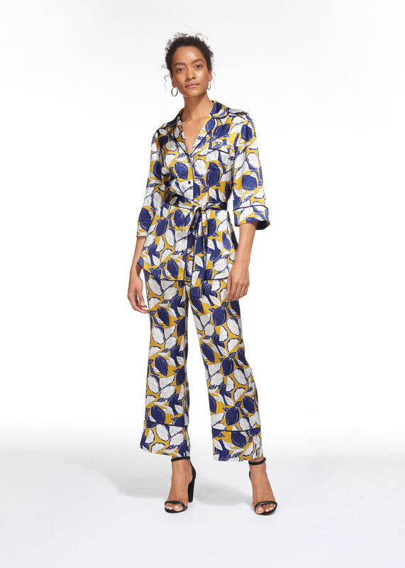 Lemon Print Silk Trouser