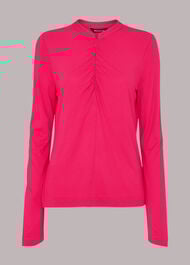 Ruched Zip Neck Top