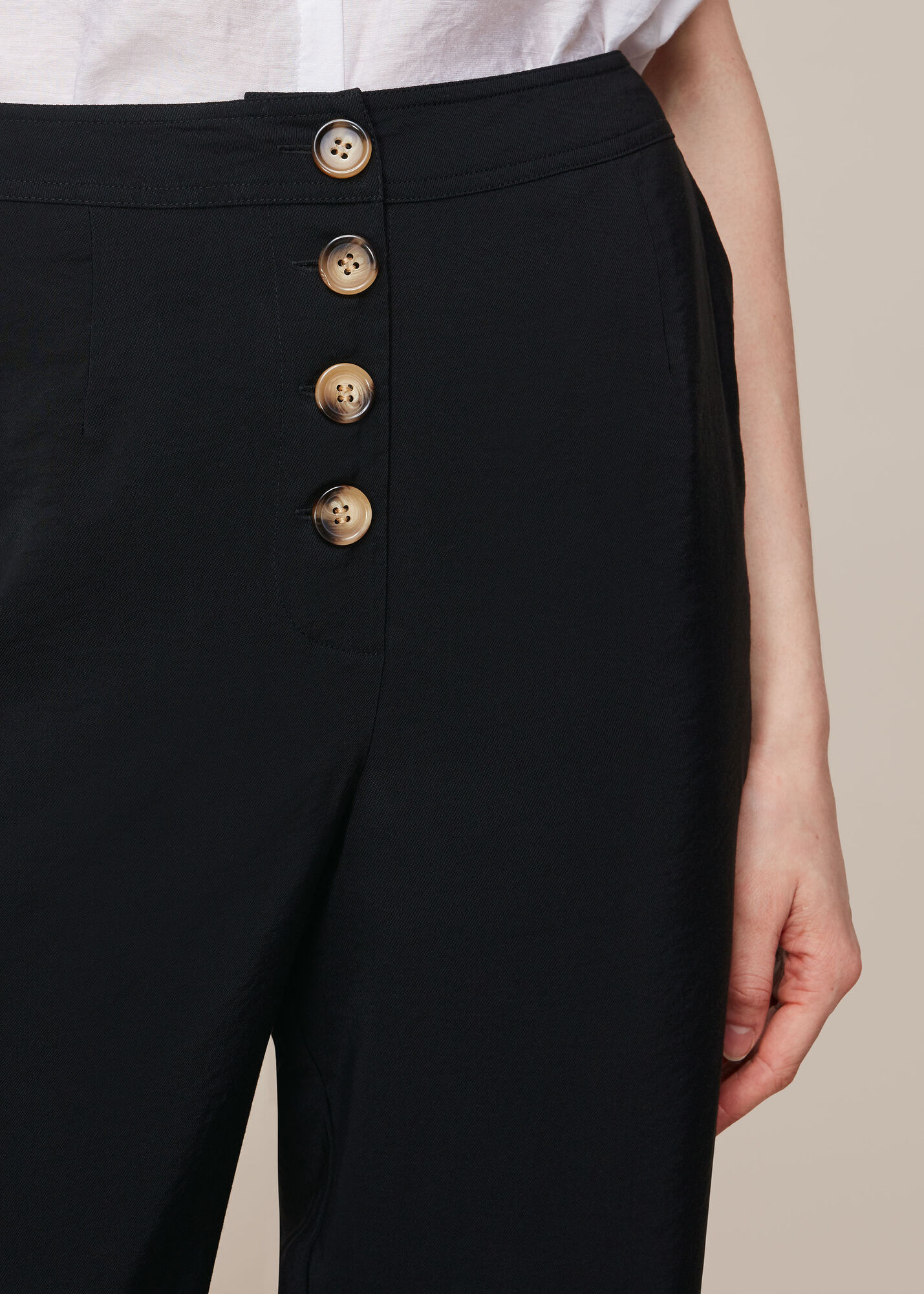 Black Button Front Tencel Trouser | WHISTLES