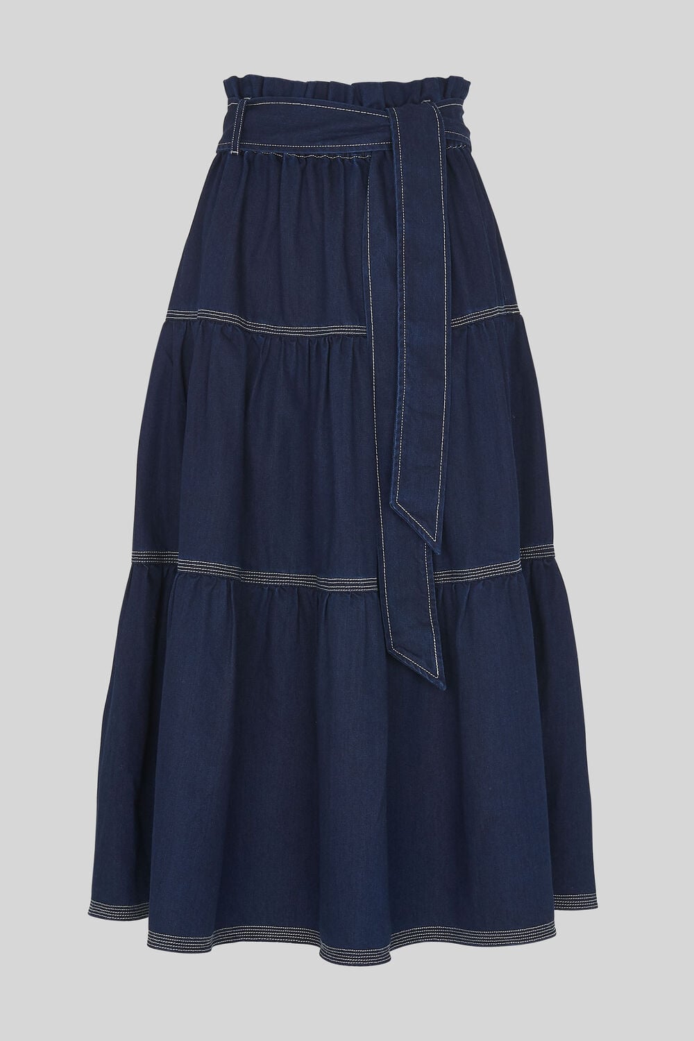 Hilde Tiered Denim Skirt Dark Denim