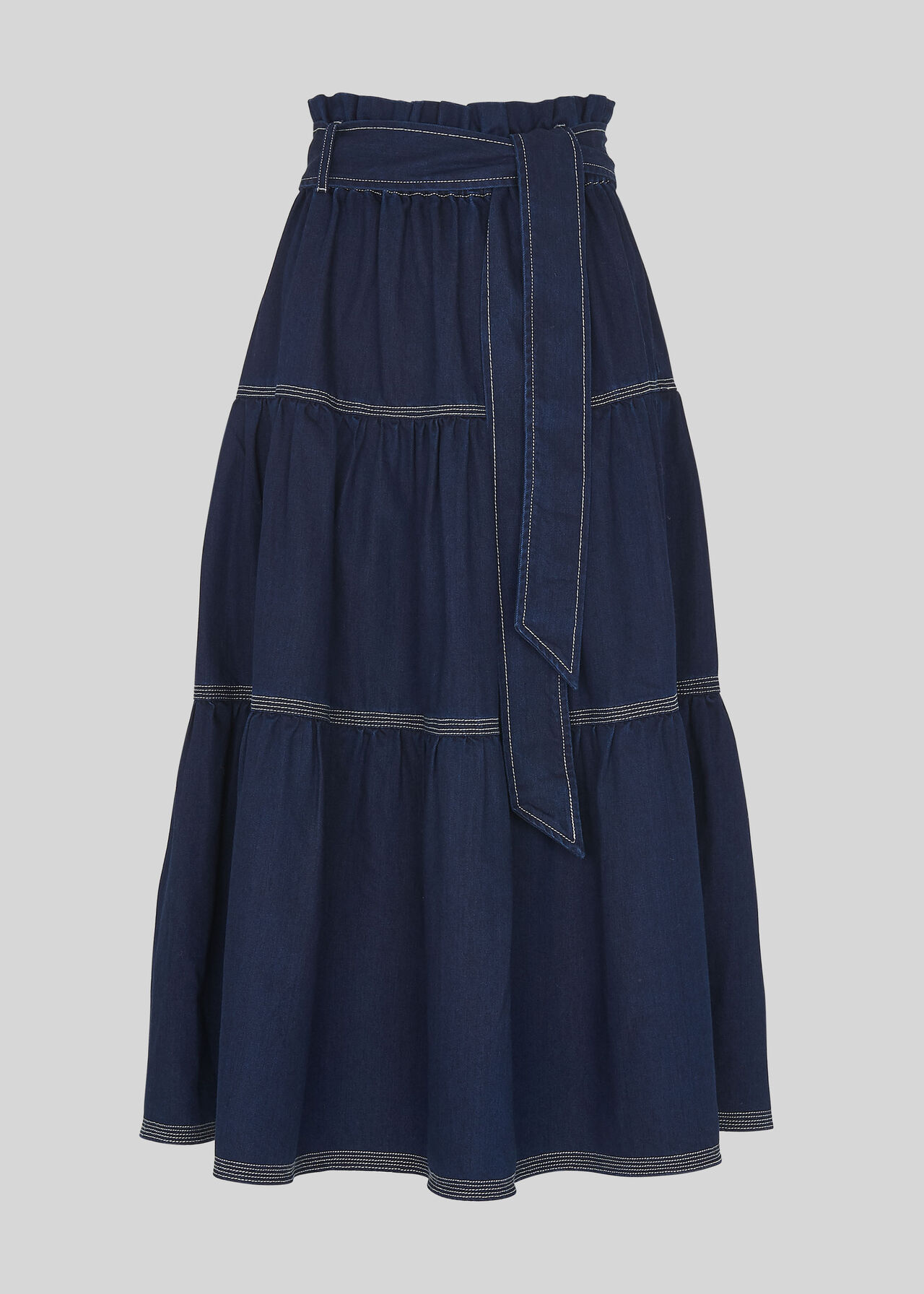 Hilde Tiered Denim Skirt Dark Denim