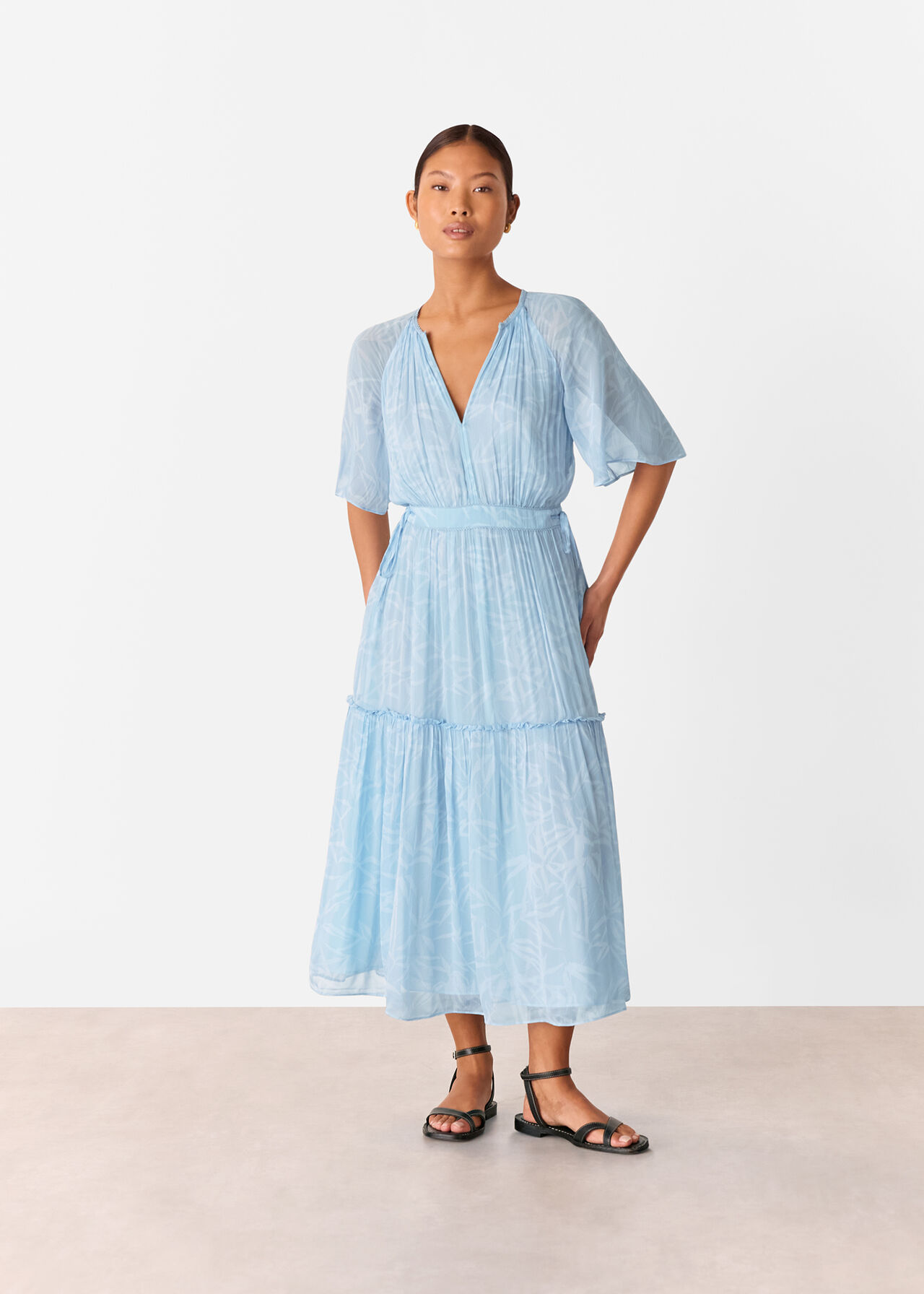 Whistles Bamboo Leaves Gathered Dress