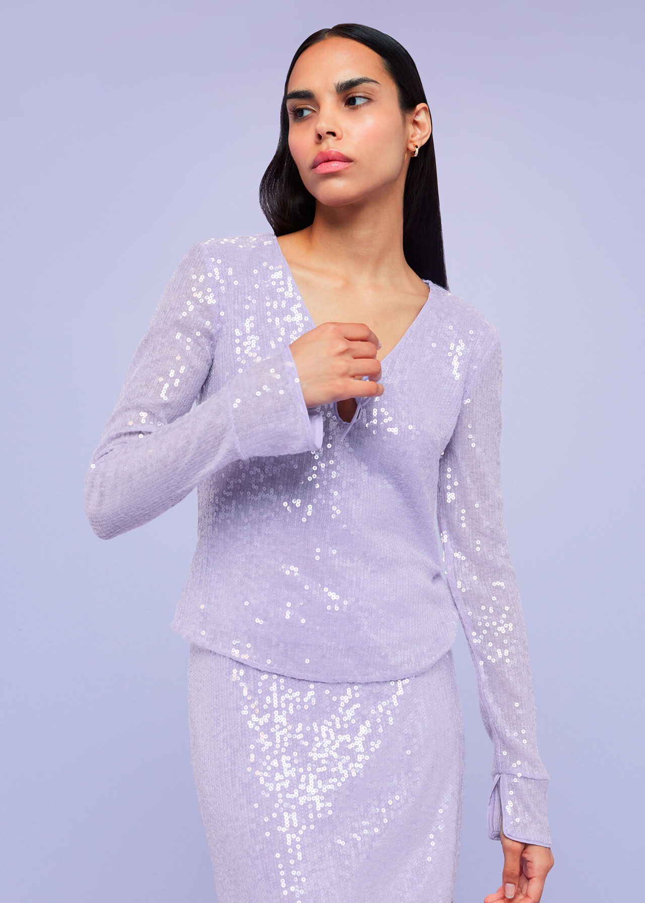 Nola Sequin Keyhole Top