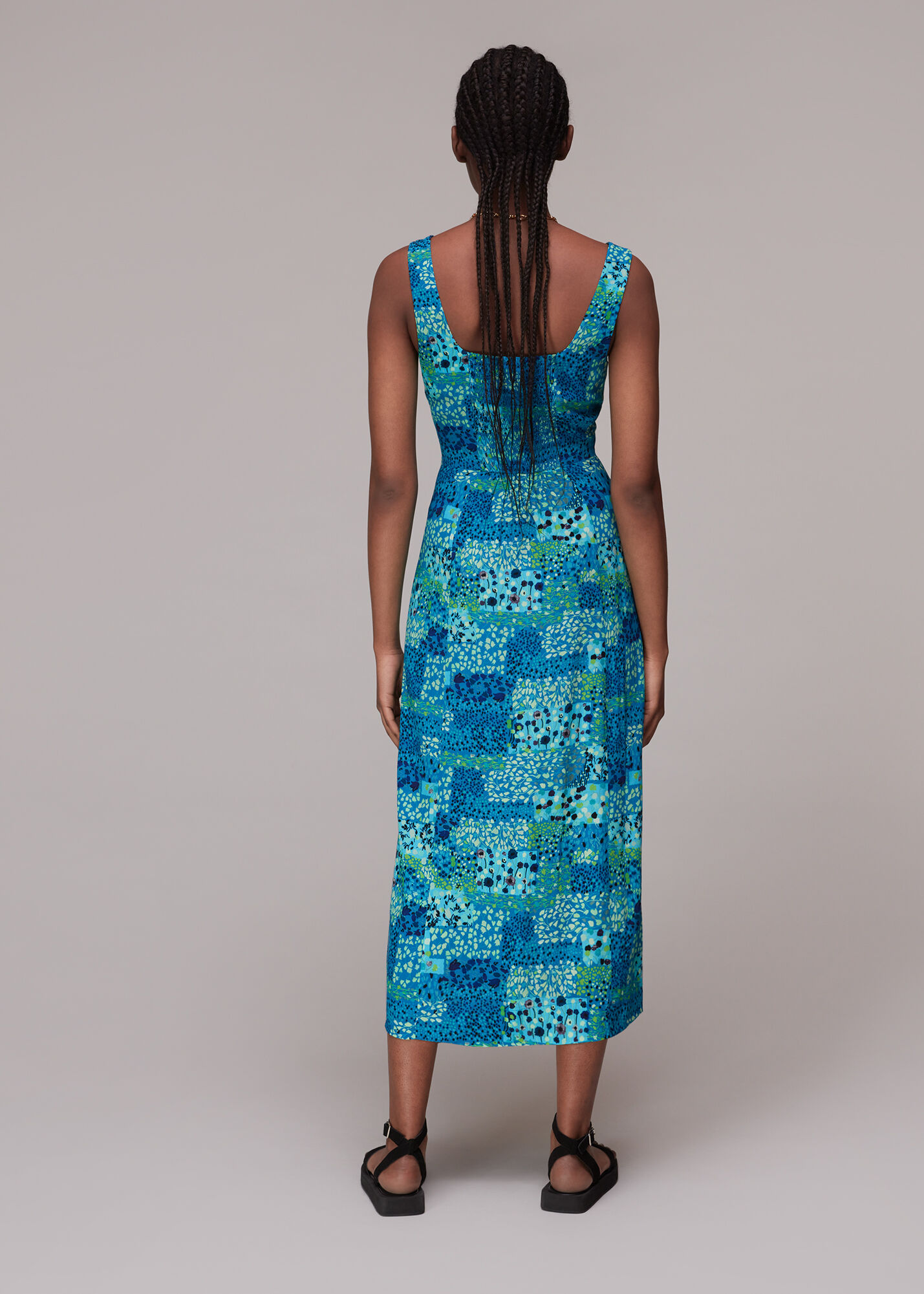 Blue Multi Spring Meadow Button Up Dress WHISTLES