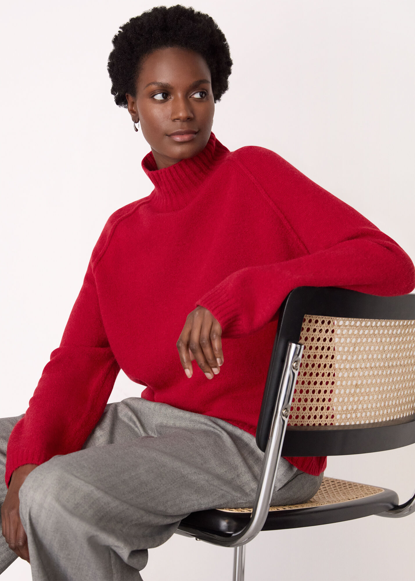Red Wool Mix Split Funnel Knit | WHISTLES | Whistles UK |