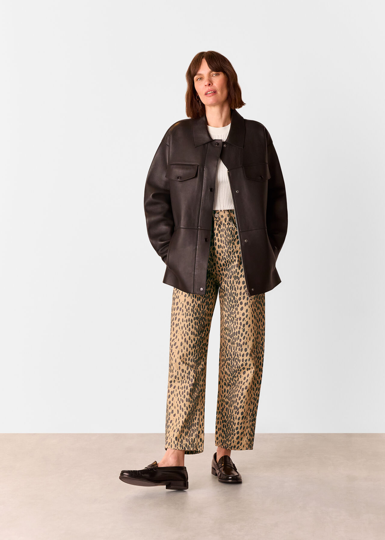 Animal Spot Barrel Leg Jean