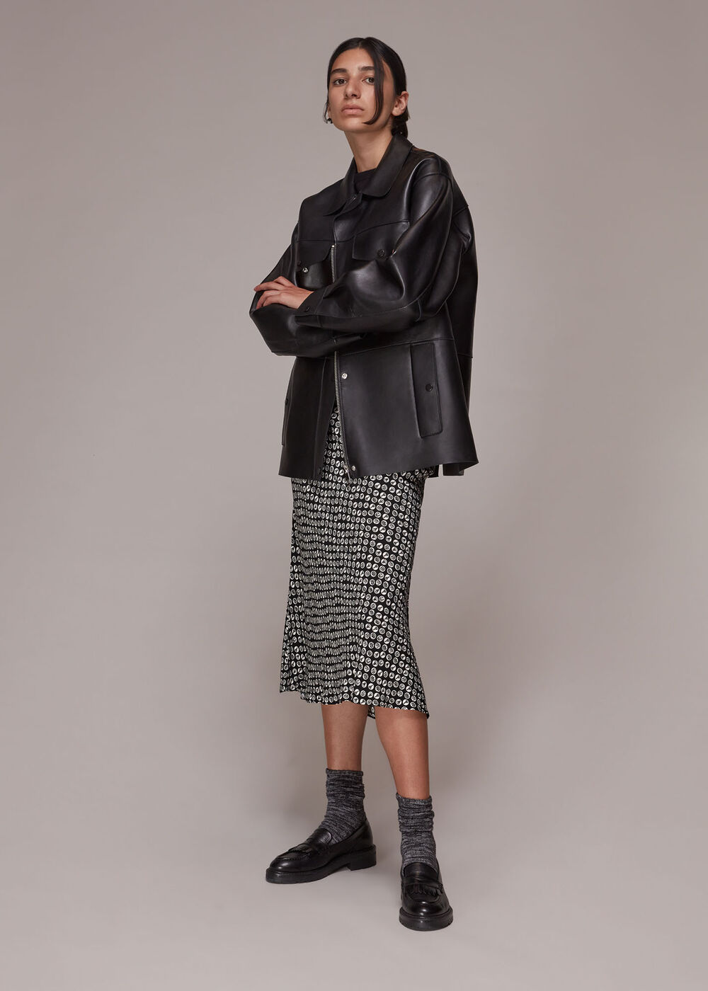 Landmark Print Bias Cut Skirt