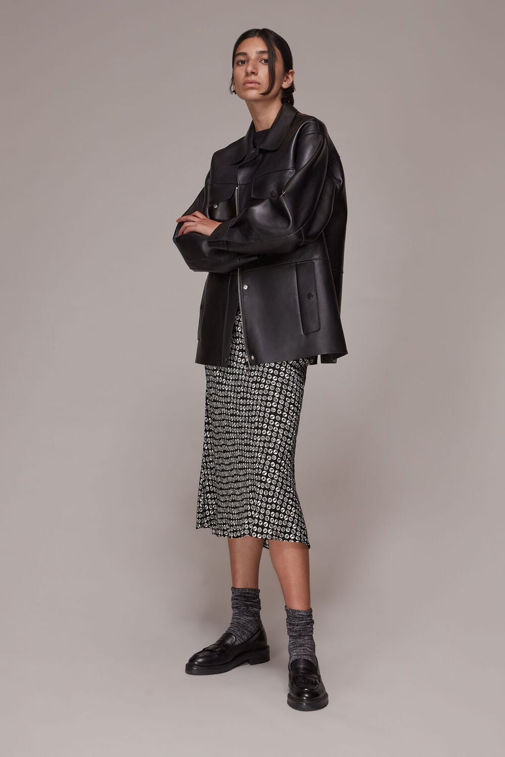 Landmark Print Bias Cut Skirt