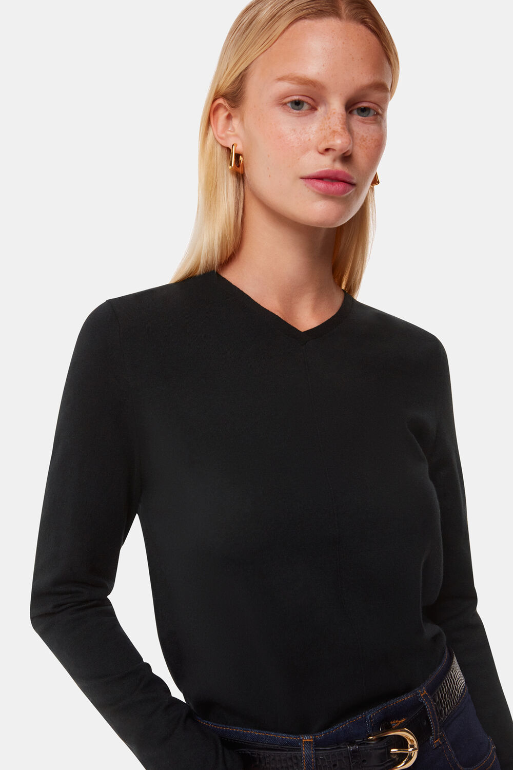 Black Mila V Neck Sweater