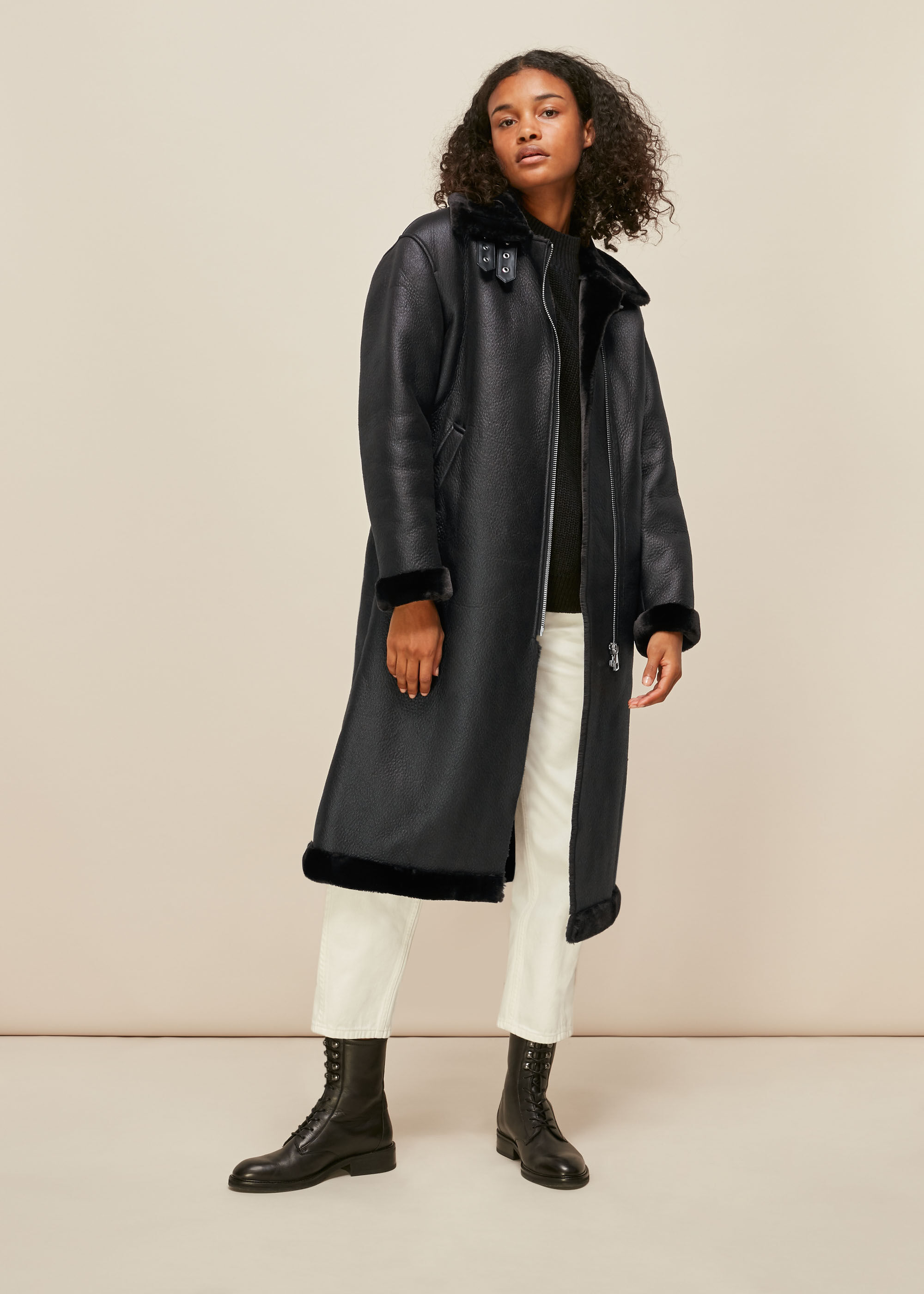Whistles longline faux fur biker on sale