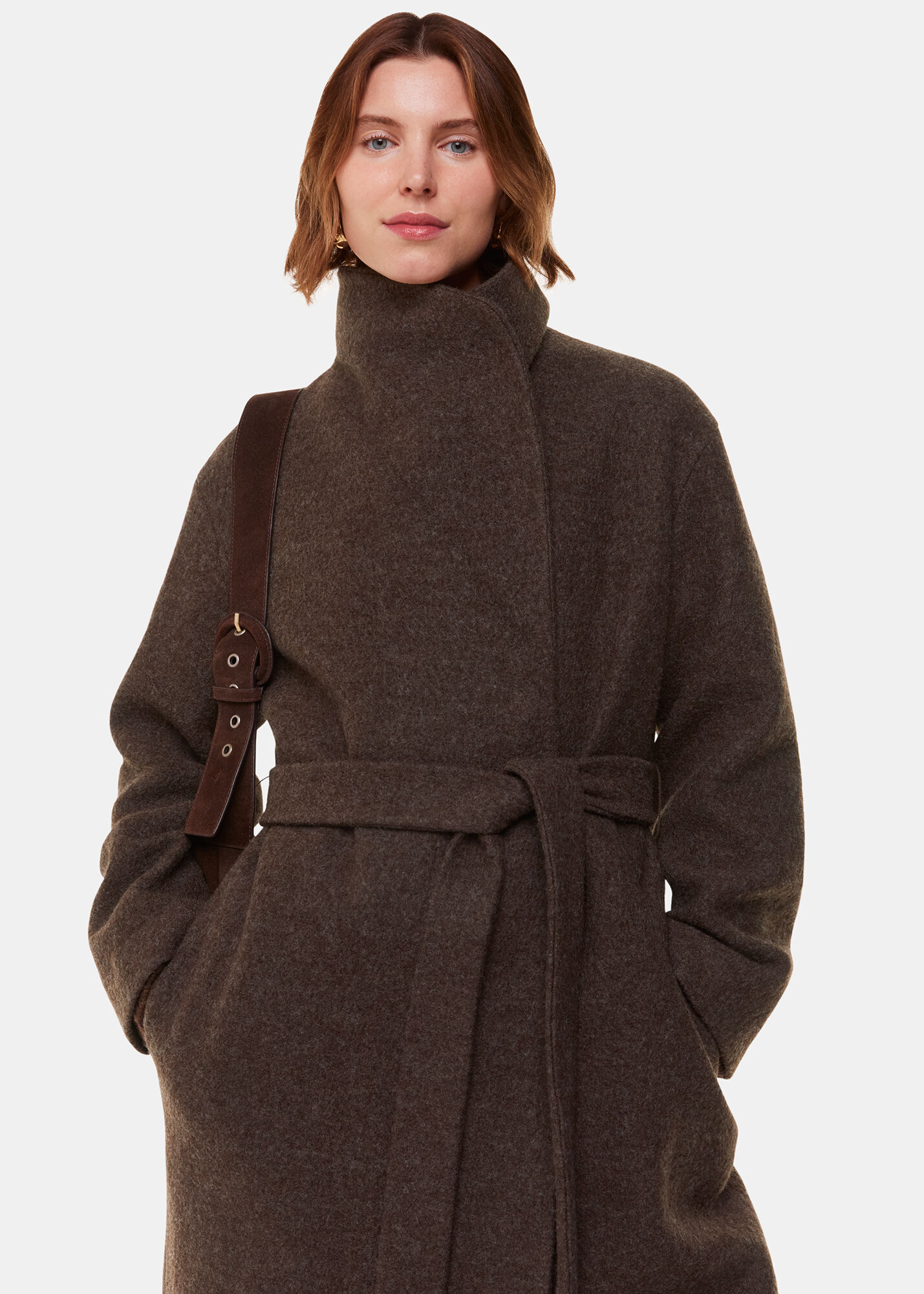 Taupe Morgan Funnel Neck Coat
