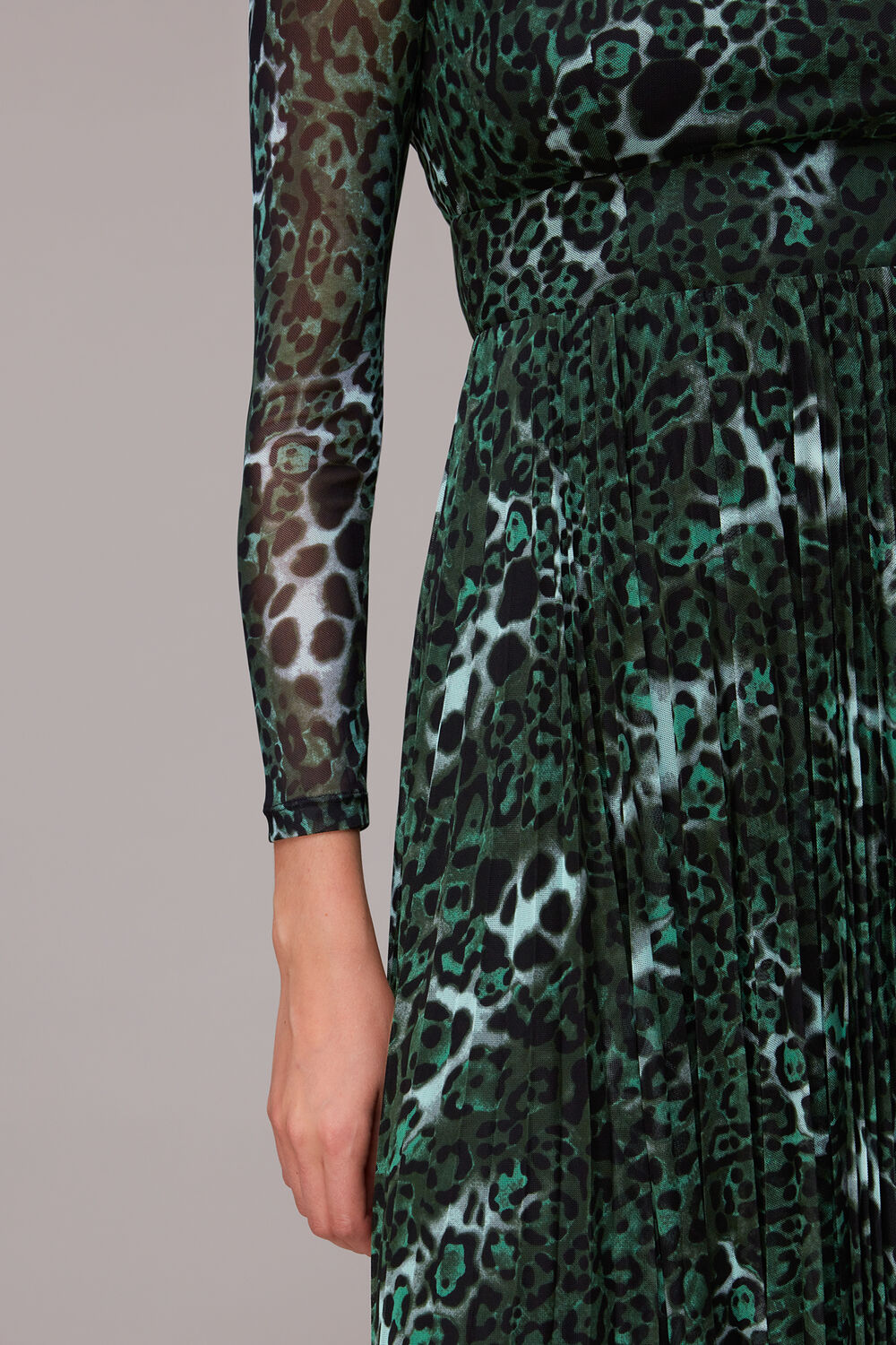 Night Cat Pleated Mesh Dress
