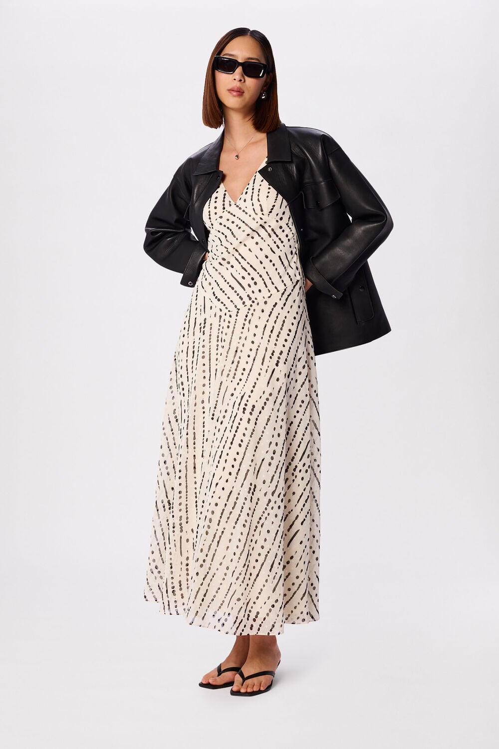 White Dashed Spot Dobby Maxi Dress