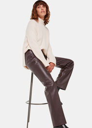 Flat Front Leather Trousers