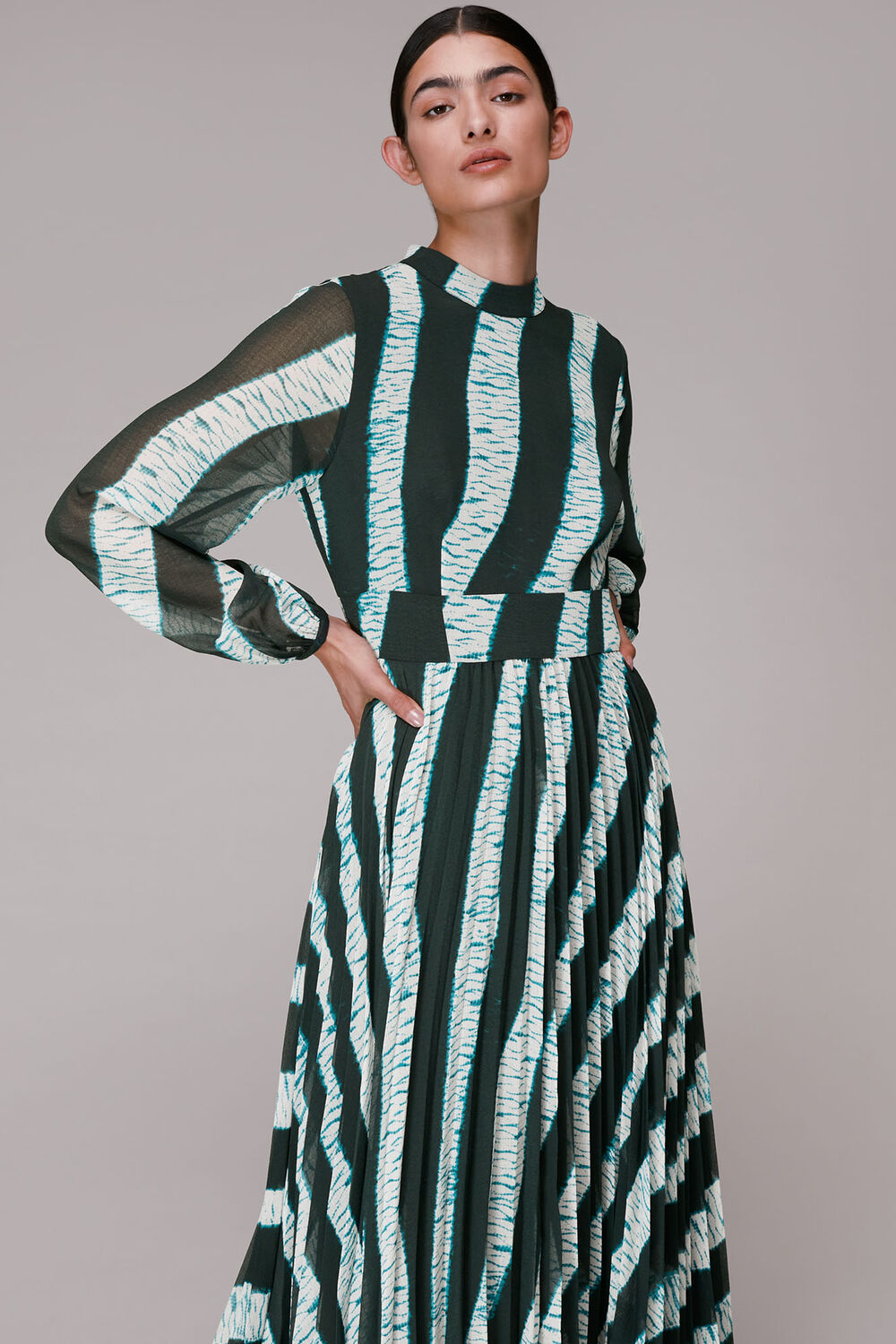 Shibori Print Pleated Dress