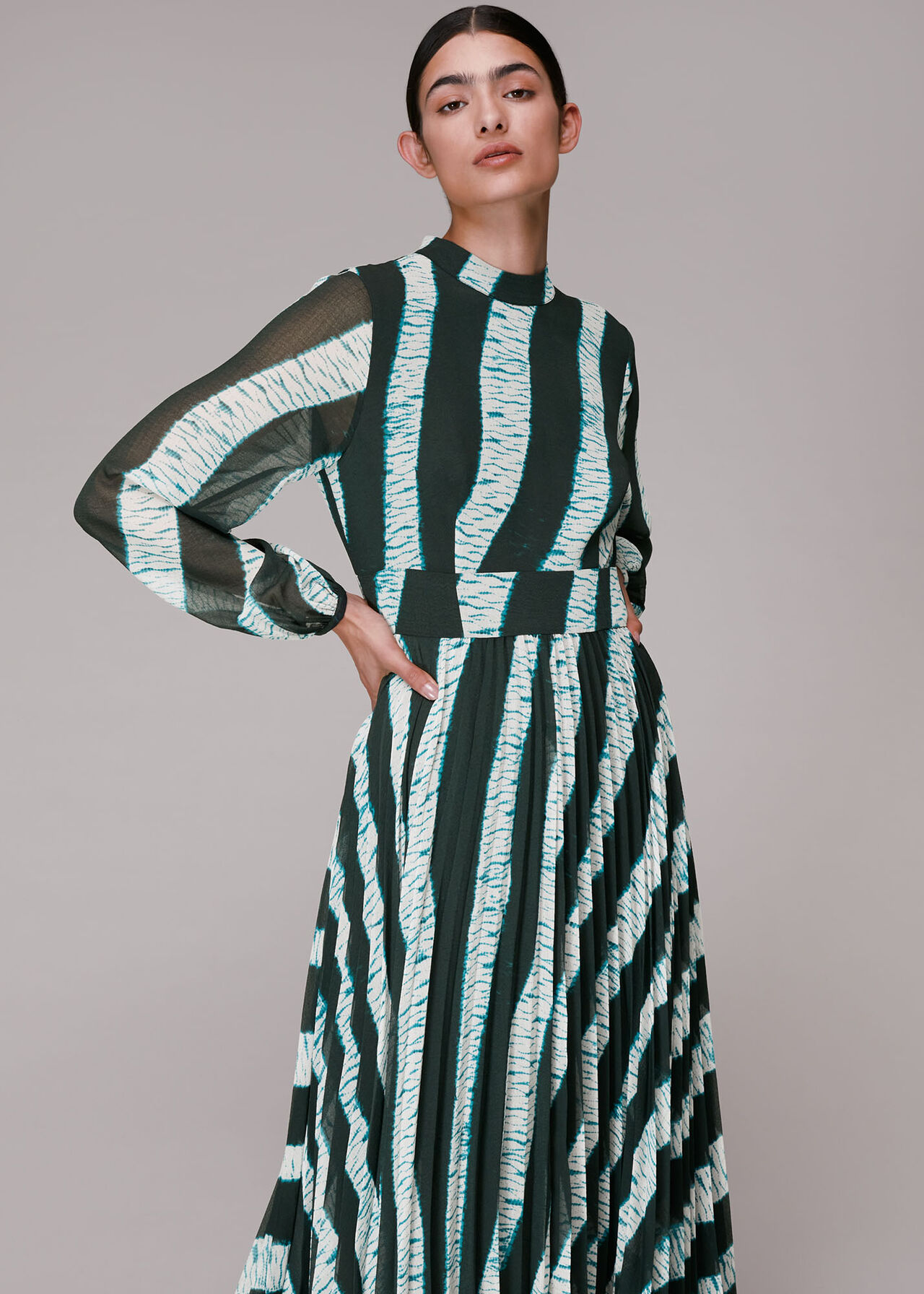 Shibori Print Pleated Dress