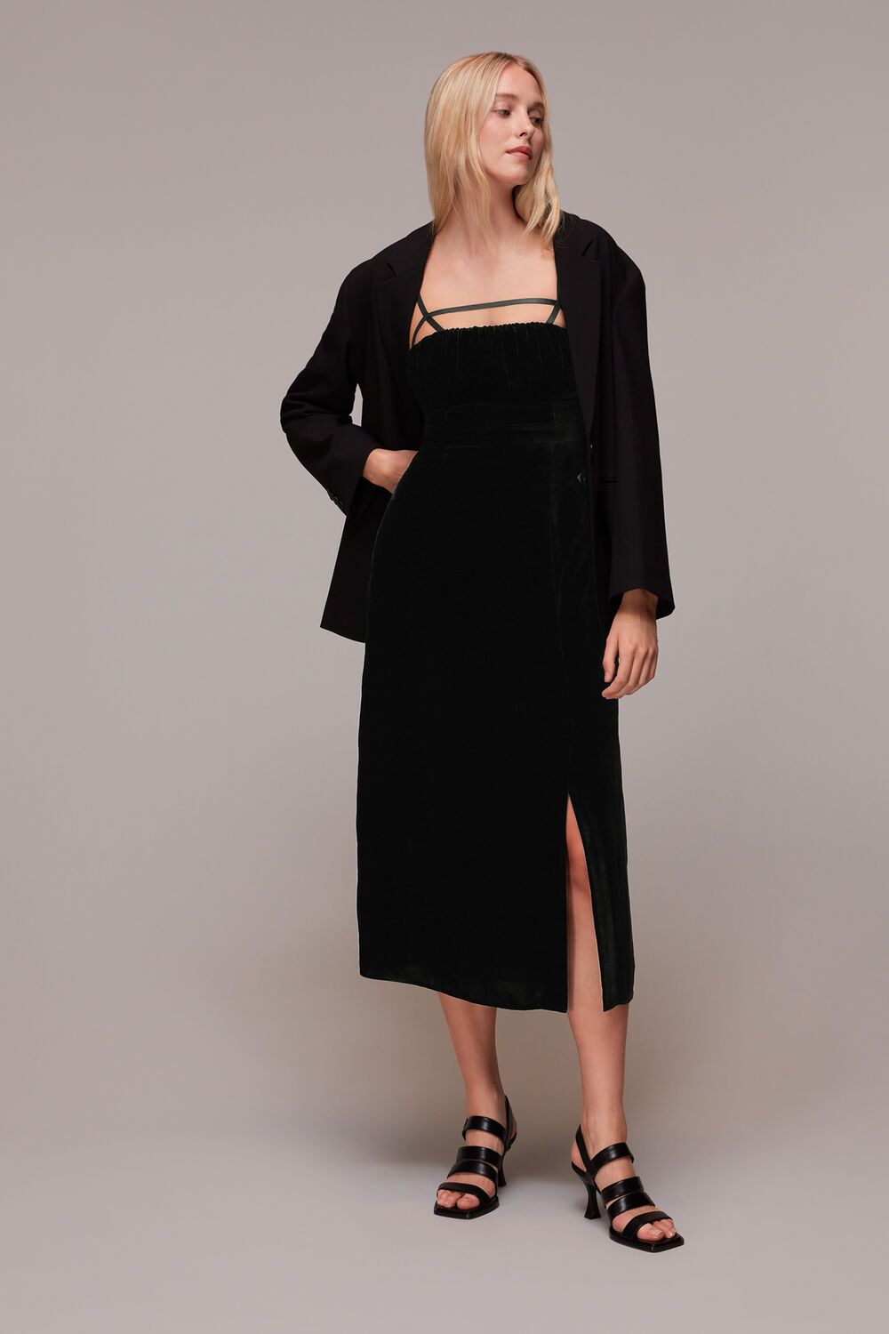 Black Cut Out Velvet Slip Dress